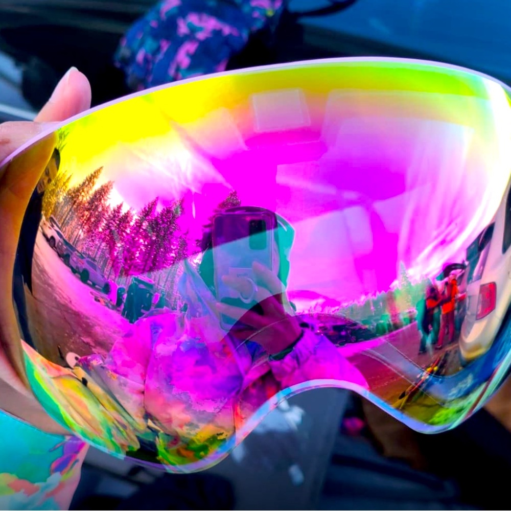 Wicue pink self adjusting light ski snowboard goggles